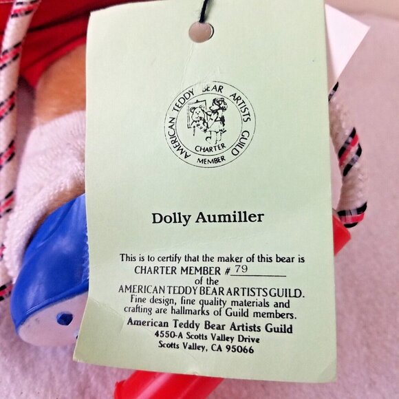 Athlete bear jump rope‎ 16" Plush Dolly Aumiller Jane 1985 honey hill red white - Picture 7 of 12